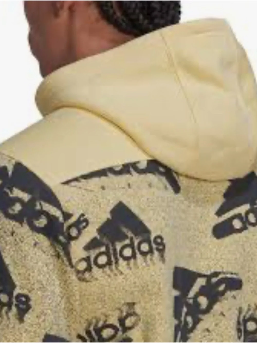 Adidas Mens Essentials Brandlove Q3 Hoodie Fleece All Over Print Yellow Medium
